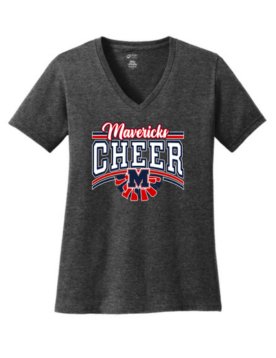 Manvel Cheer - Maverick Cheer Ladies Vneck Cotton Tee