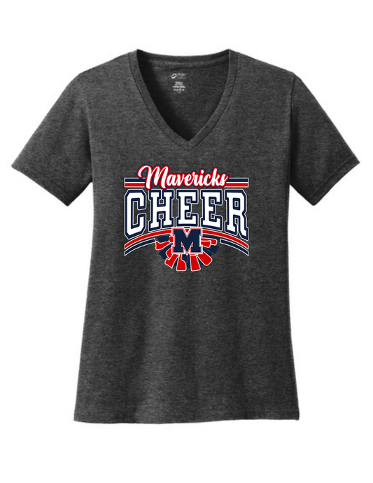 Manvel Cheer - Maverick Cheer Ladies Vneck Cotton Tee