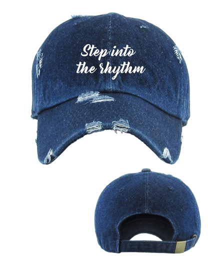 Step into the Rhythm- Embroidered Distressed Cap