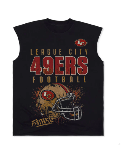 League City 49ers Football & Cheer- Distressed 49ERS Football HeavyWeight Sleeveless Tee