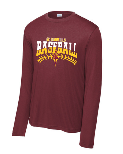 GC Sun Devils Baseball- GC Baseball Stitches  Long Sleeve Performance Tee