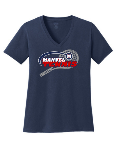 Manvel Tennis- Manvel Tennis Ladies Vneck Cotton Tee