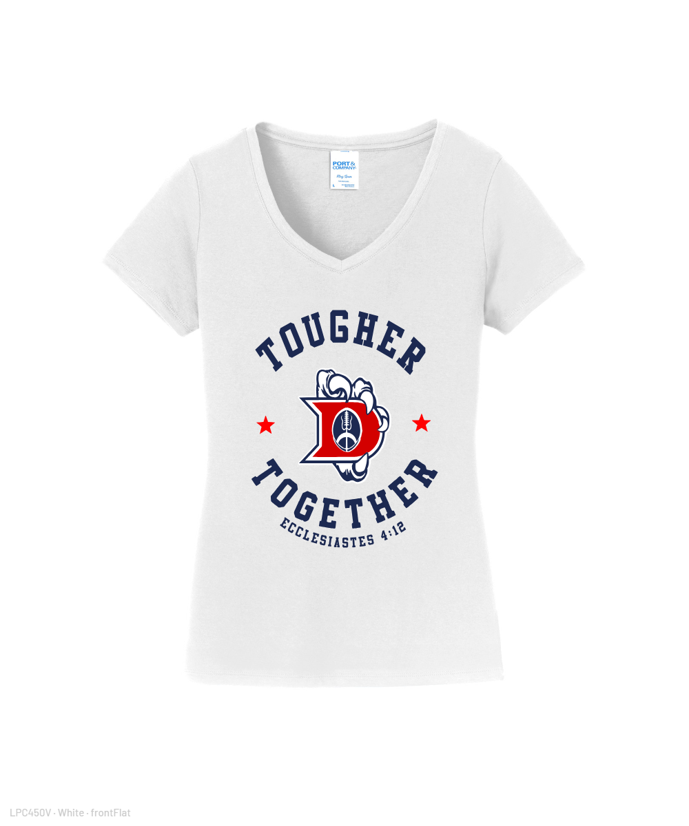 Dawson Football Booster Club- Tougher Together Ladies Cotton Vneck Tee