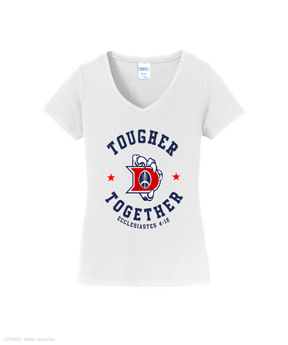 Dawson Football Booster Club- Tougher Together Ladies Cotton Vneck Tee