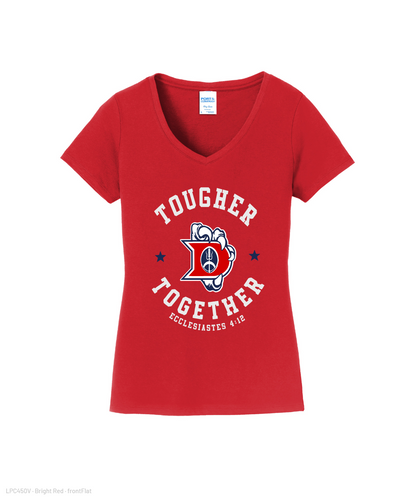 Dawson Football Booster Club- Tougher Together Ladies Cotton Vneck Tee