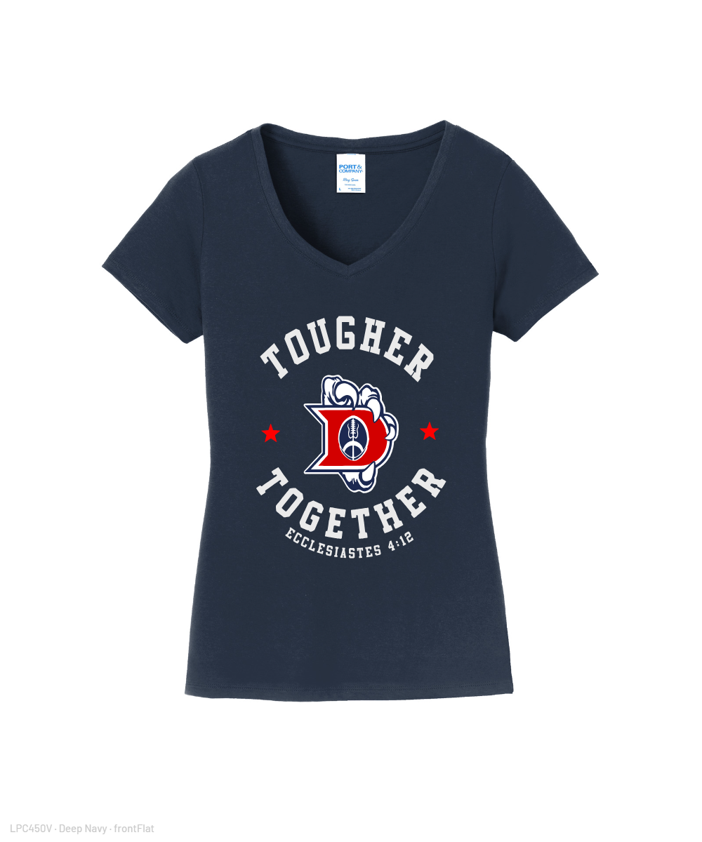 Dawson Football Booster Club- Tougher Together Ladies Cotton Vneck Tee