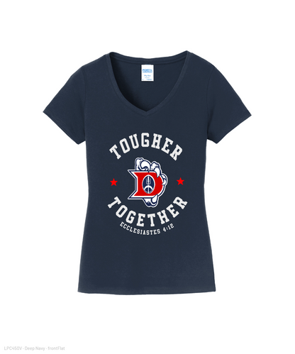 Dawson Football Booster Club- Tougher Together Ladies Cotton Vneck Tee