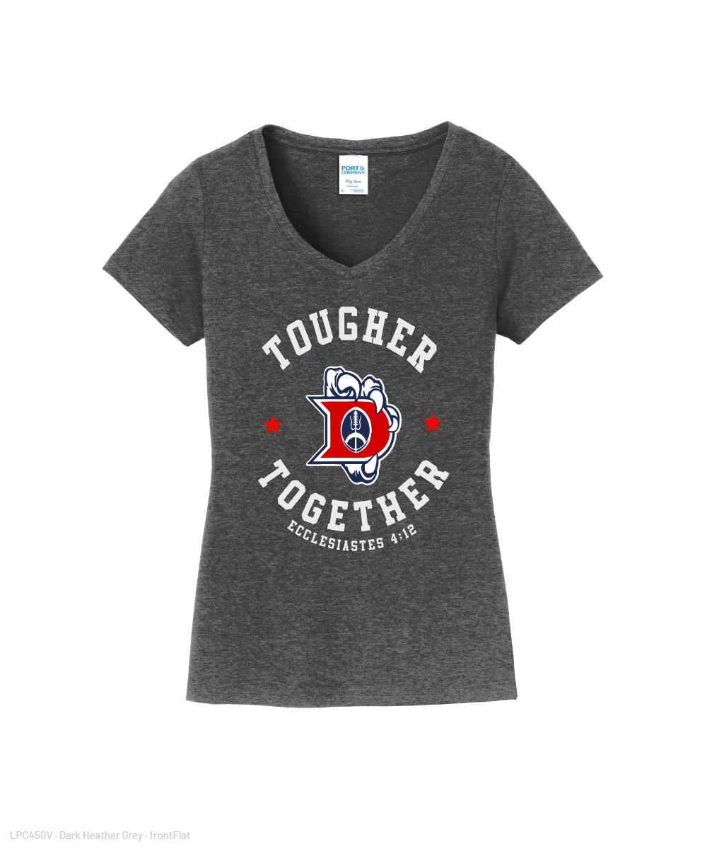 Dawson Football Booster Club- Tougher Together Ladies Cotton Vneck Tee