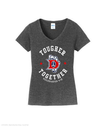Dawson Football Booster Club- Tougher Together Ladies Cotton Vneck Tee