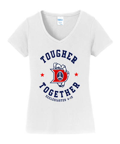 Dawson Football Booster Club- Tougher Together Ladies Cotton Vneck Tee