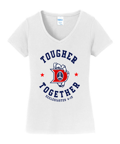Dawson Football Booster Club- Tougher Together Ladies Cotton Vneck Tee