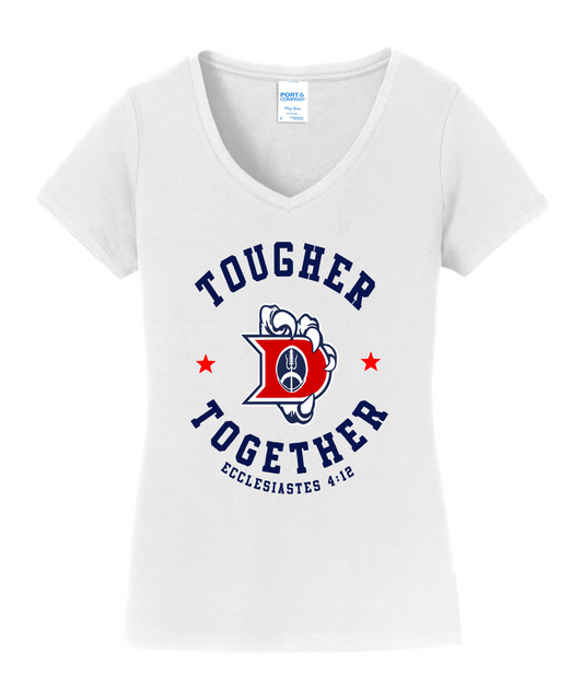 Dawson Football Booster Club- Tougher Together Ladies Cotton Vneck Tee