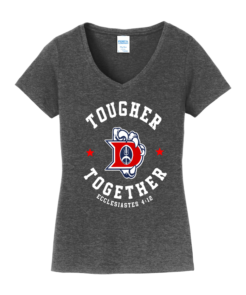 Dawson Football Booster Club- Tougher Together Ladies Cotton Vneck Tee