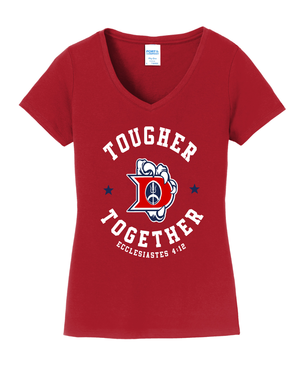 Dawson Football Booster Club- Tougher Together Ladies Cotton Vneck Tee