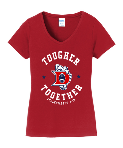 Dawson Football Booster Club- Tougher Together Ladies Cotton Vneck Tee