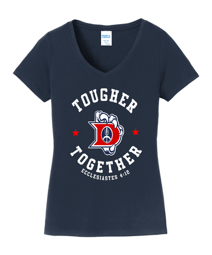 Dawson Football Booster Club- Tougher Together Ladies Cotton Vneck Tee