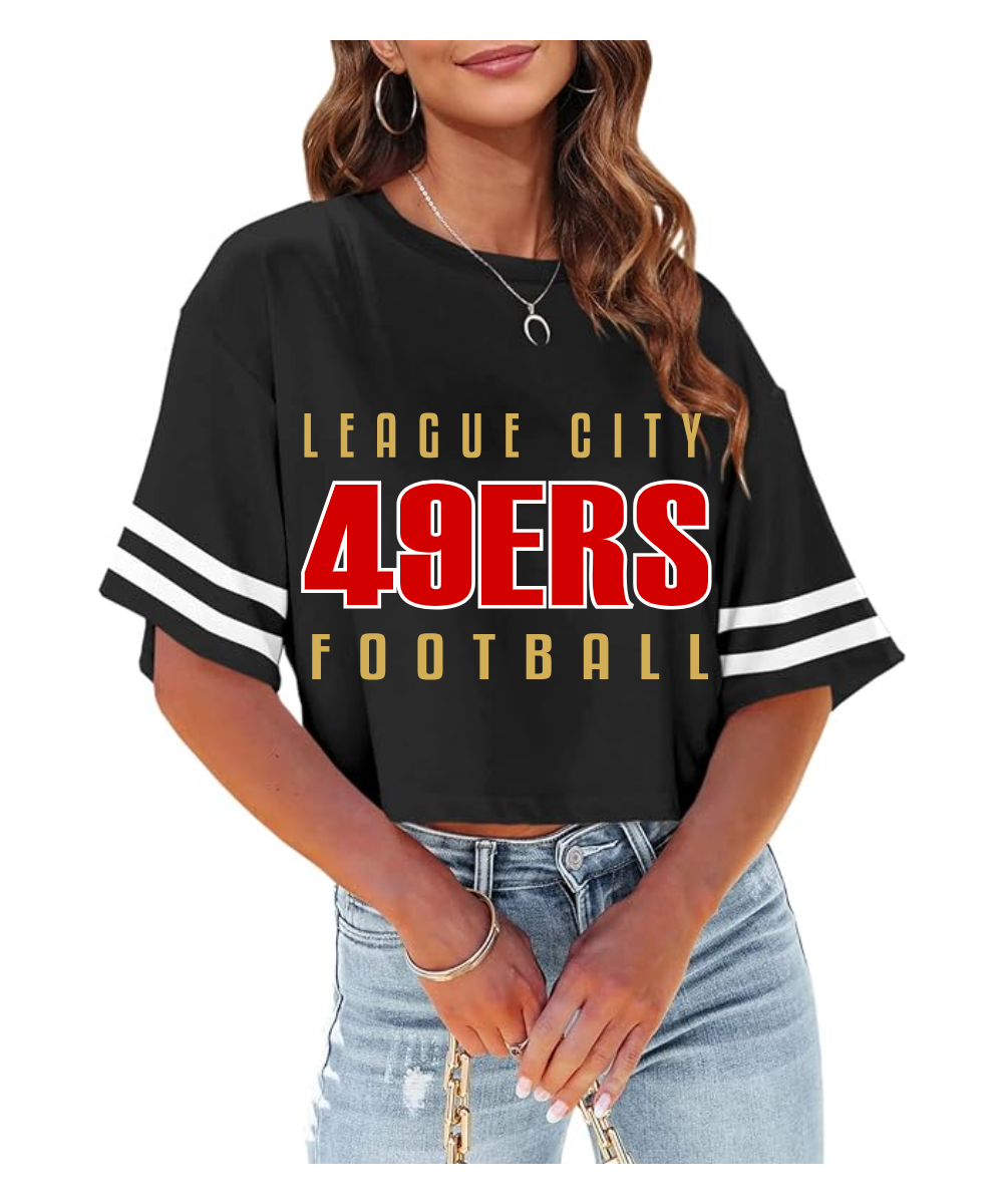 League City 49ers Football & Cheer BELLA+CANVAS Women's 6-Ounce Heavyweight Tee BC6110 - Black