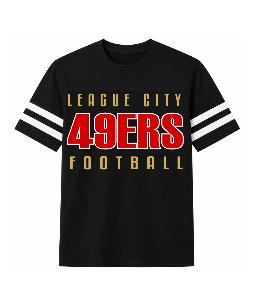 League City 49ers  Football & Cheer- LC 49ERS Football Two Stripe Tee - Black