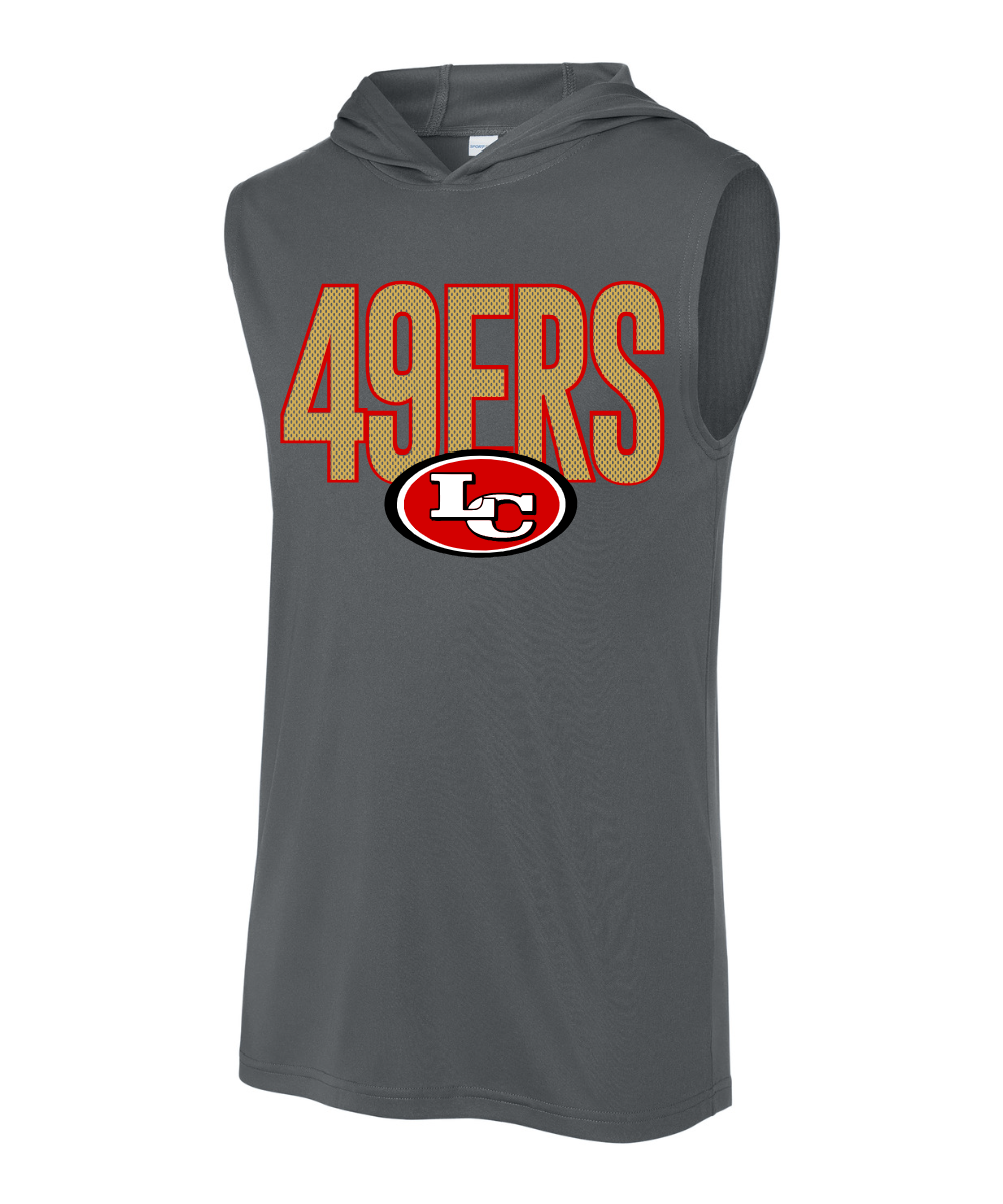 League City 49ers Football & Cheer- Mesh 49ers Logo Sleeveless Performance Hoodie - Iron Grey