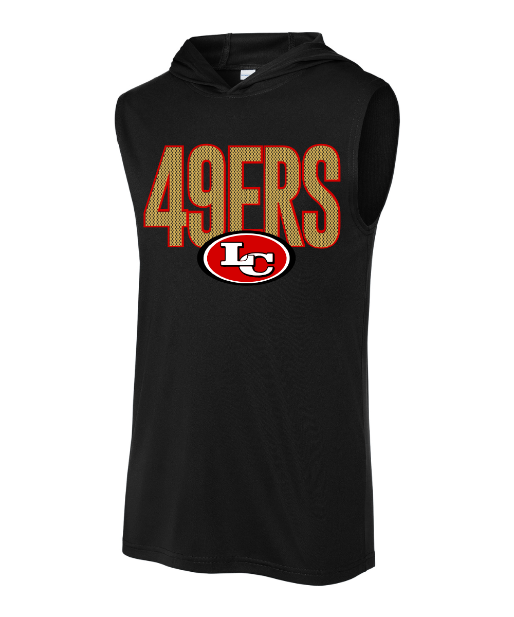 League City 49ers Football & Cheer- Mesh 49ers Logo Sleeveless Performance Hoodie - Black