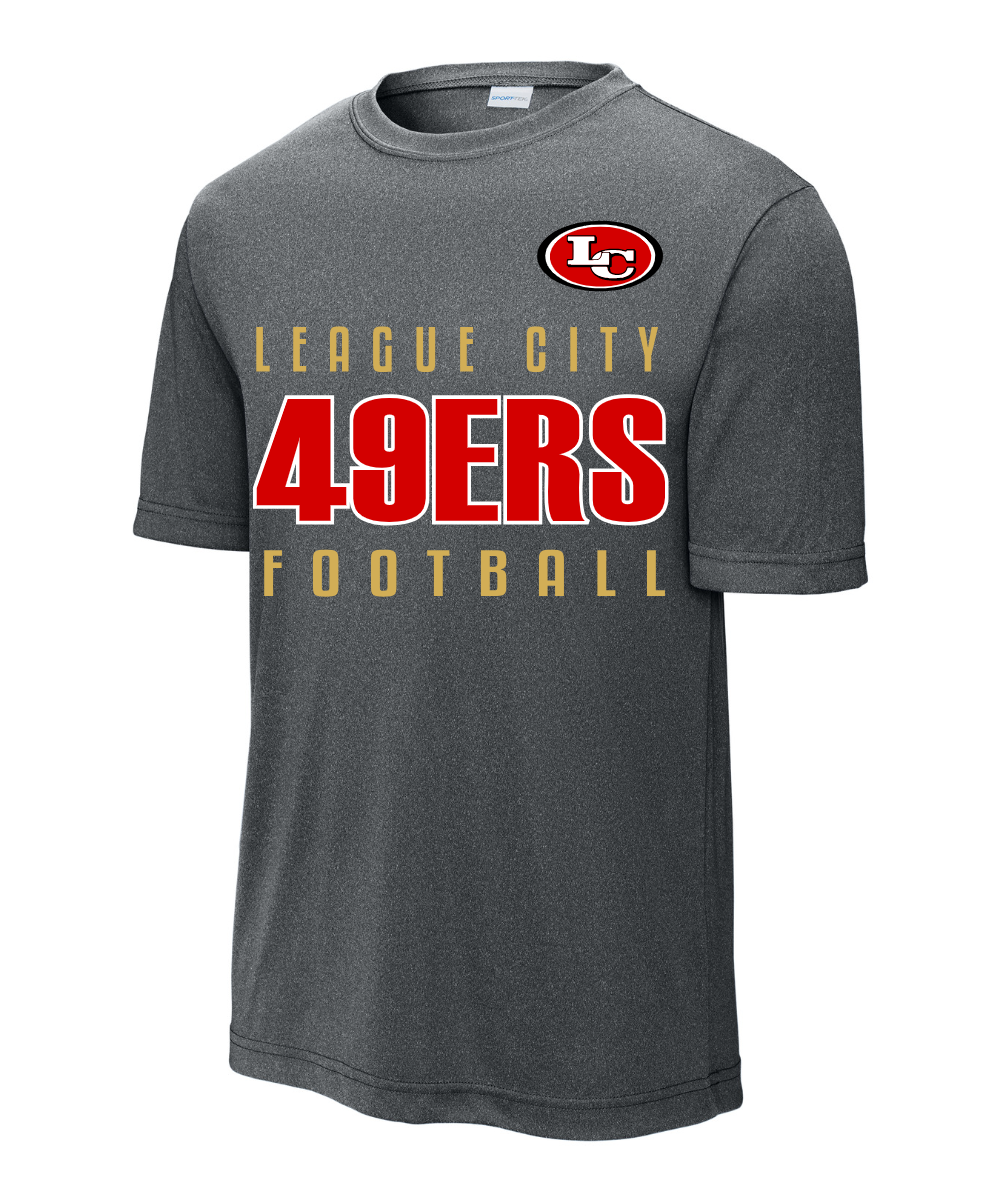 League City 49ers Football & Cheer- LC 49ERS Football Performance Tee - Iron Grey Heather