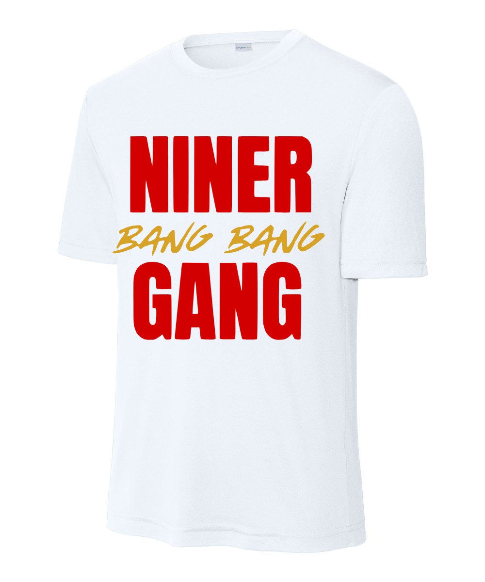League City 49ers Football & Cheer - Bang Bang Niner Gang Performance Tee - White