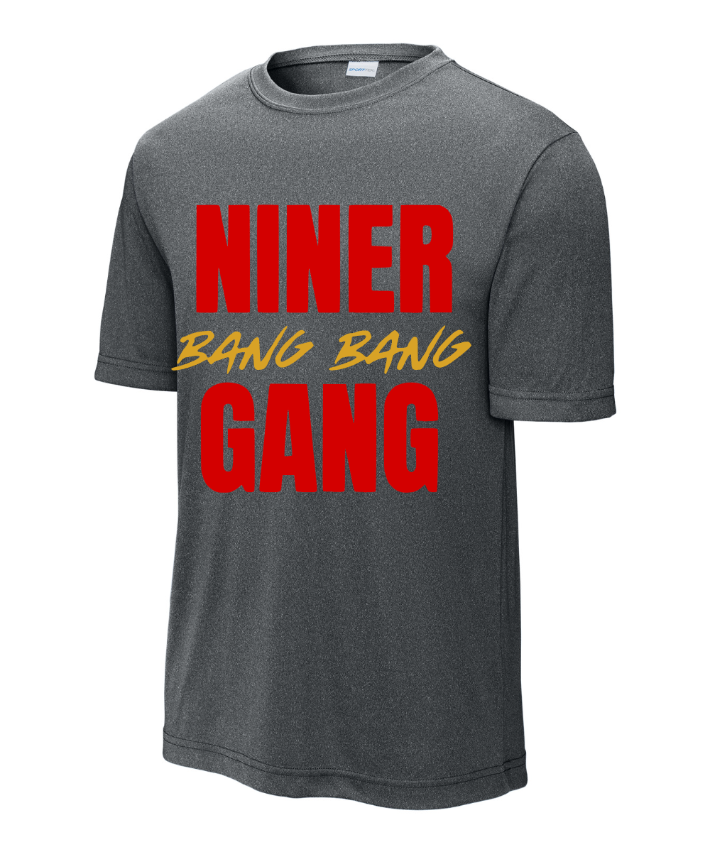 League City 49ers Football & Cheer - Bang Bang Niner Gang Performance Tee - Iron Grey Heather