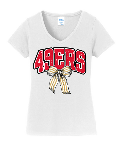 League City 49ers- 49ers Bow Vneck Cotton Tee