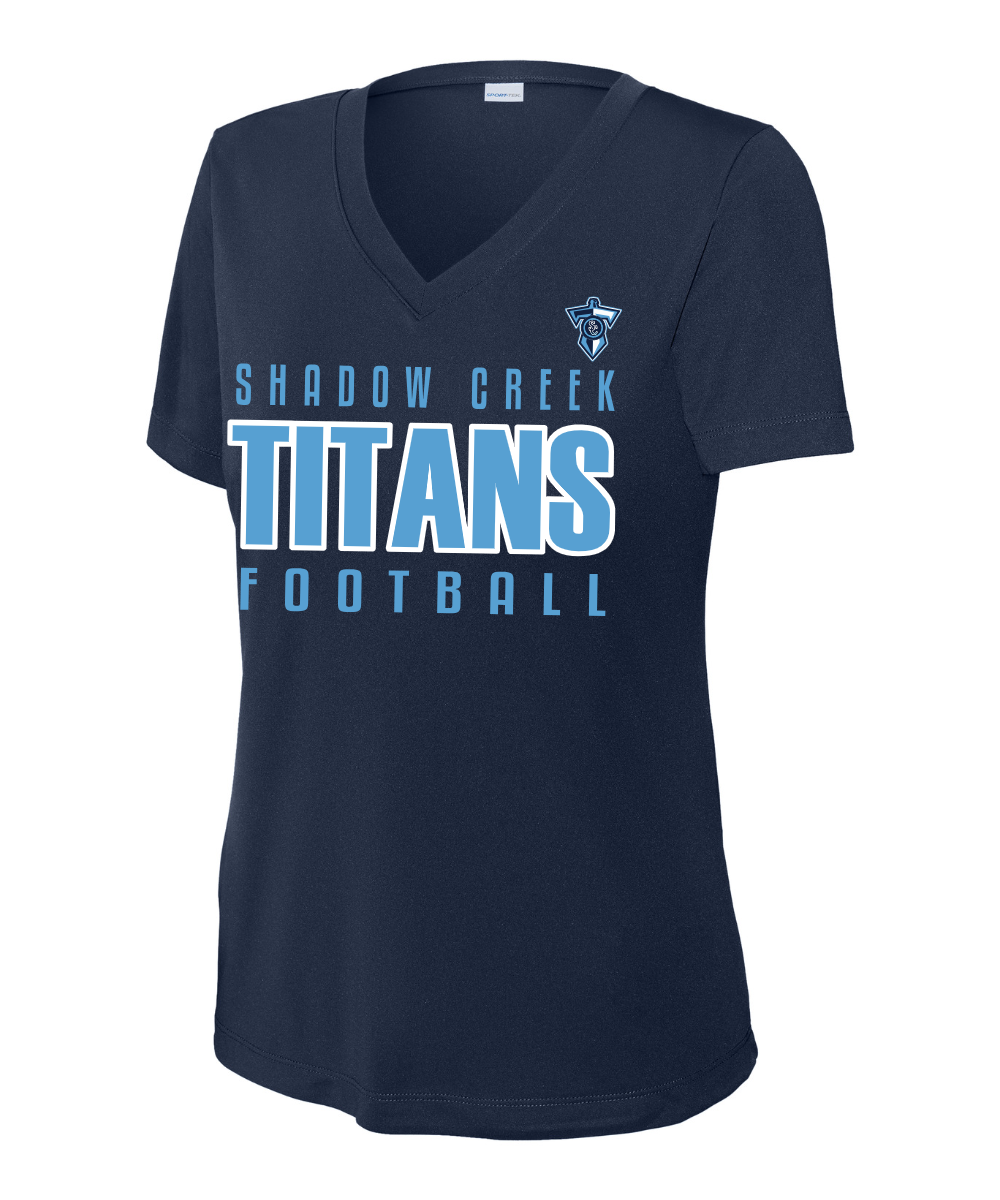 Shadow Creek Titans- SC Titans Football Ladies Short Sleeve VNeck Performance Tee