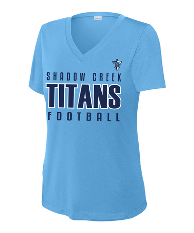 Shadow Creek Titans- SC Titans Football Ladies Short Sleeve VNeck Performance Tee