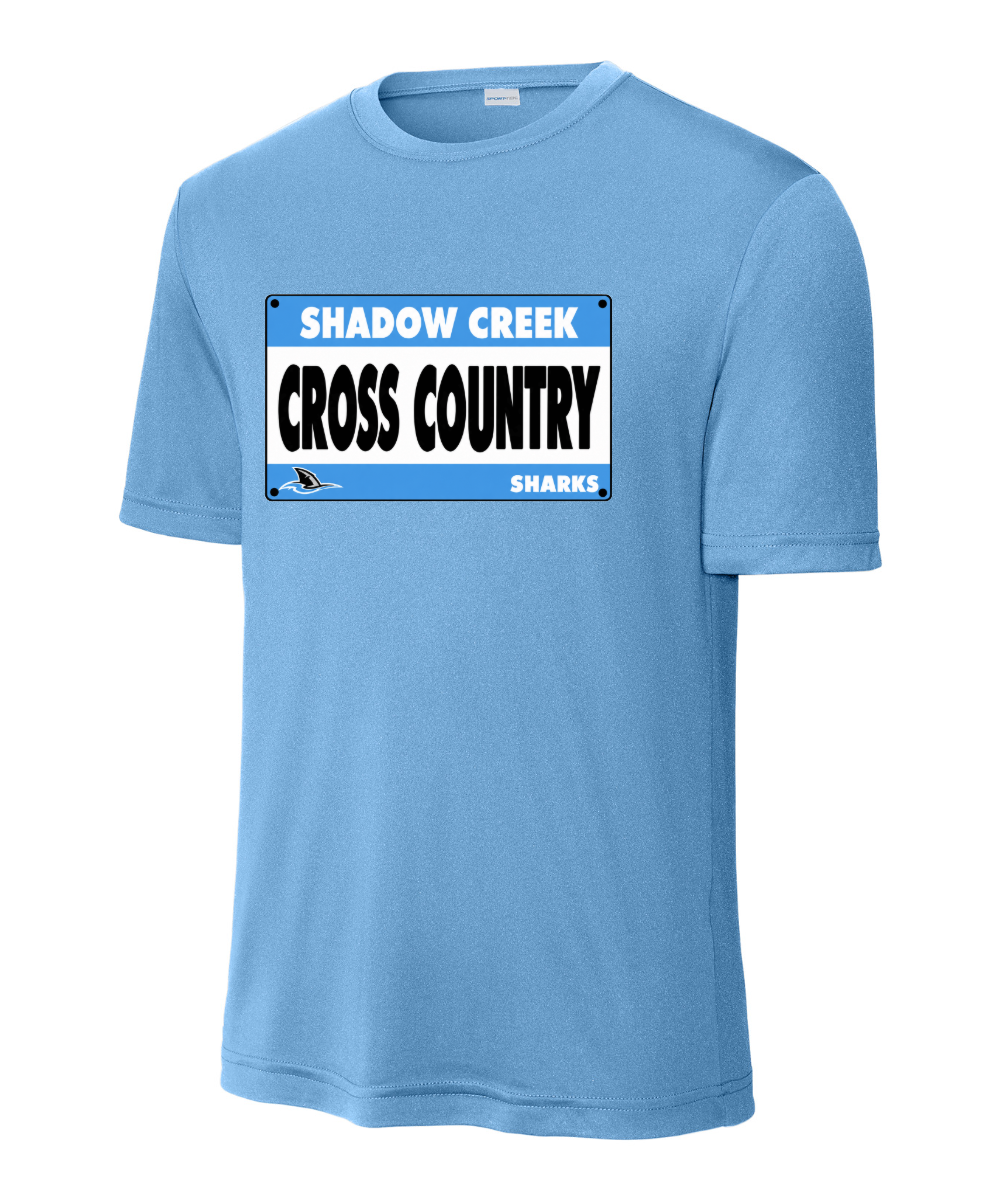 Shadow Creek Cross Country Track & Field - Cross Country BIB Performance Tee - Carolina Blue