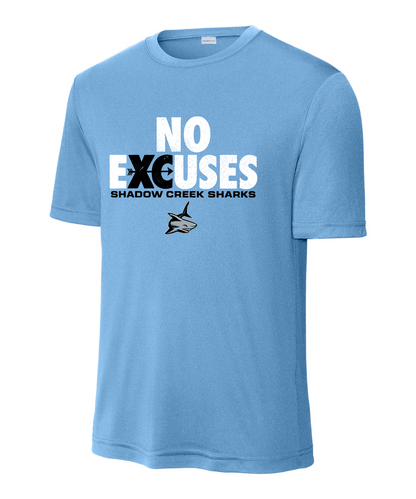 Shadow Creek Cross Country Track & Field - No Excuses Design Performance Tee - Carolina Blue