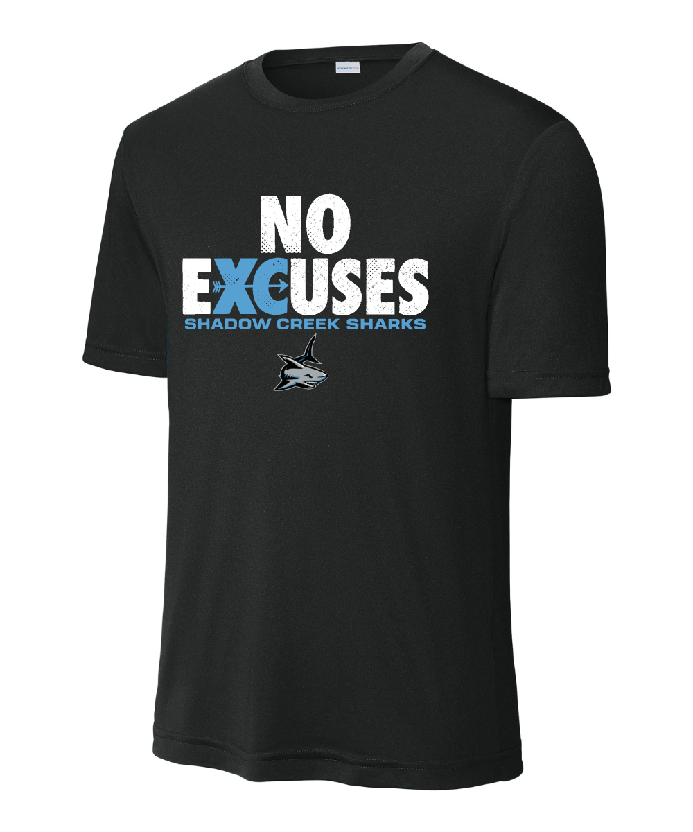 Shadow Creek Cross Country Track & Field - No Excuses Design Performance Tee - Black