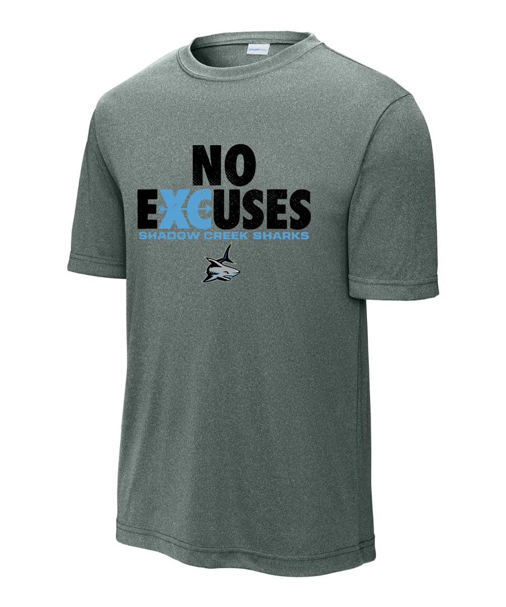 Shadow Creek Cross Country Track & Field - No Excuses Design Performance Tee - Grey Concrete Heather