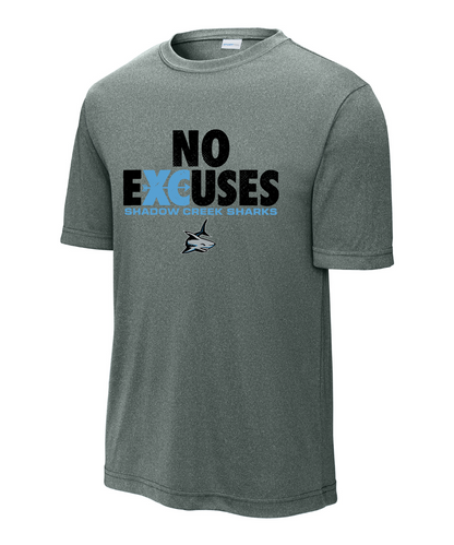 Shadow Creek Cross Country Track & Field - No Excuses Design Performance Tee - Grey Concrete Heather