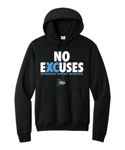 Shadow Creek Cross Country Track & Field - No Excuses Design Cotton Fleece Hoodie - Black