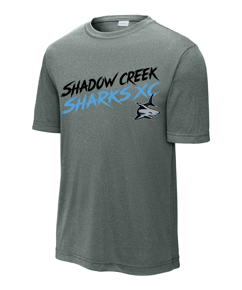 Shadow Creek Cross Country Track & Field - Shadow Creek Sharks XC Performance Tee - Grey Concrete Heather