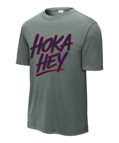 Manvel Football - Hoka Hey Script Performance Tee - Grey Concrete Heather