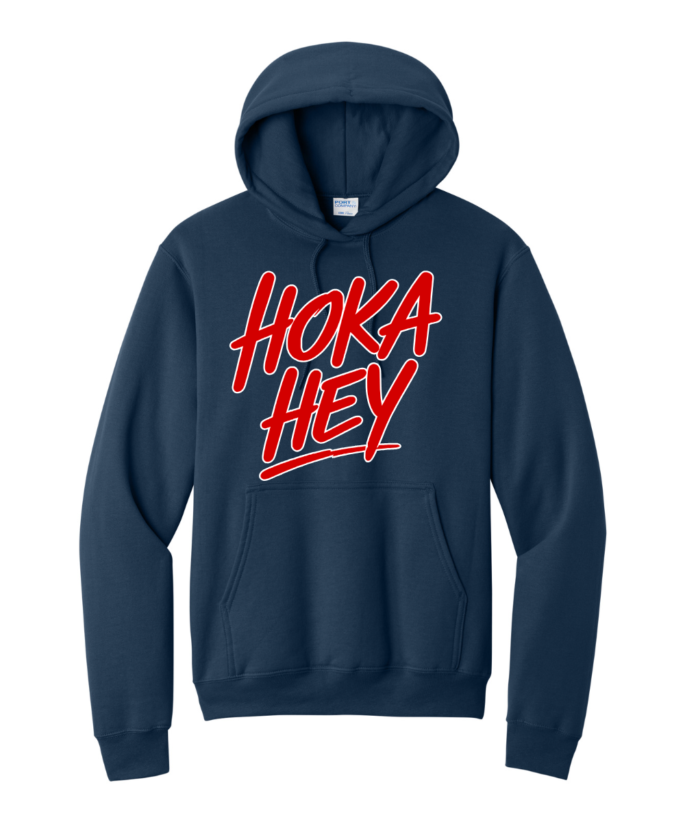 Manvel Football - Hoka Hey Script Cotton Fleece Hoodie - Navy