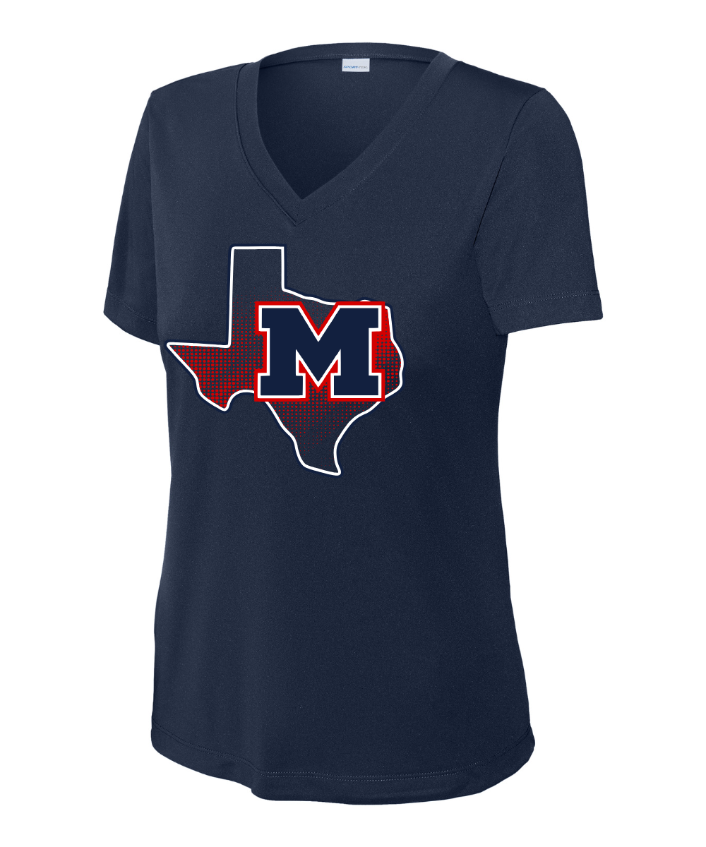 Manvel Football - Manvel TX Ladies Vneck Performance Tee