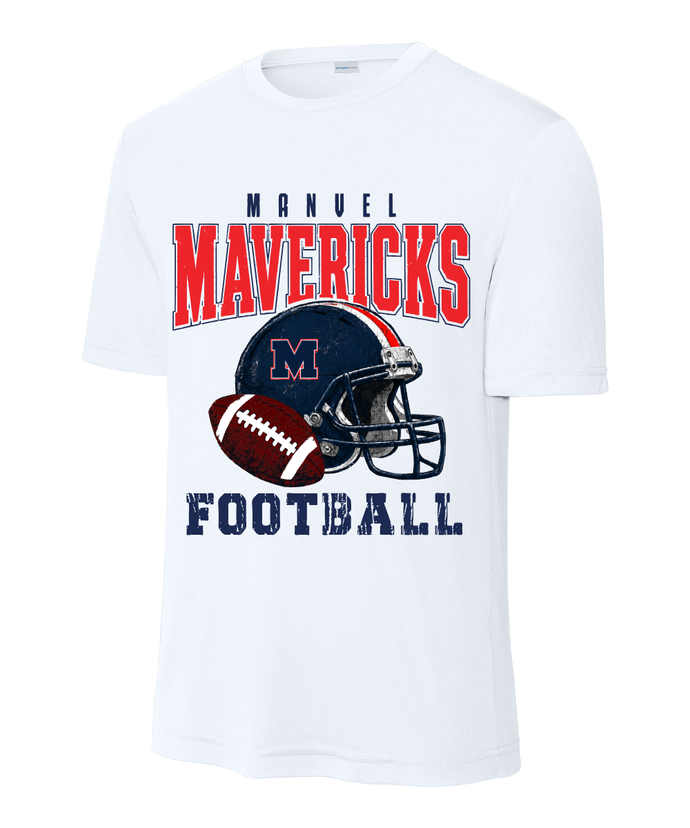Manvel Football - Mavericks Mesh Performance Tee - White