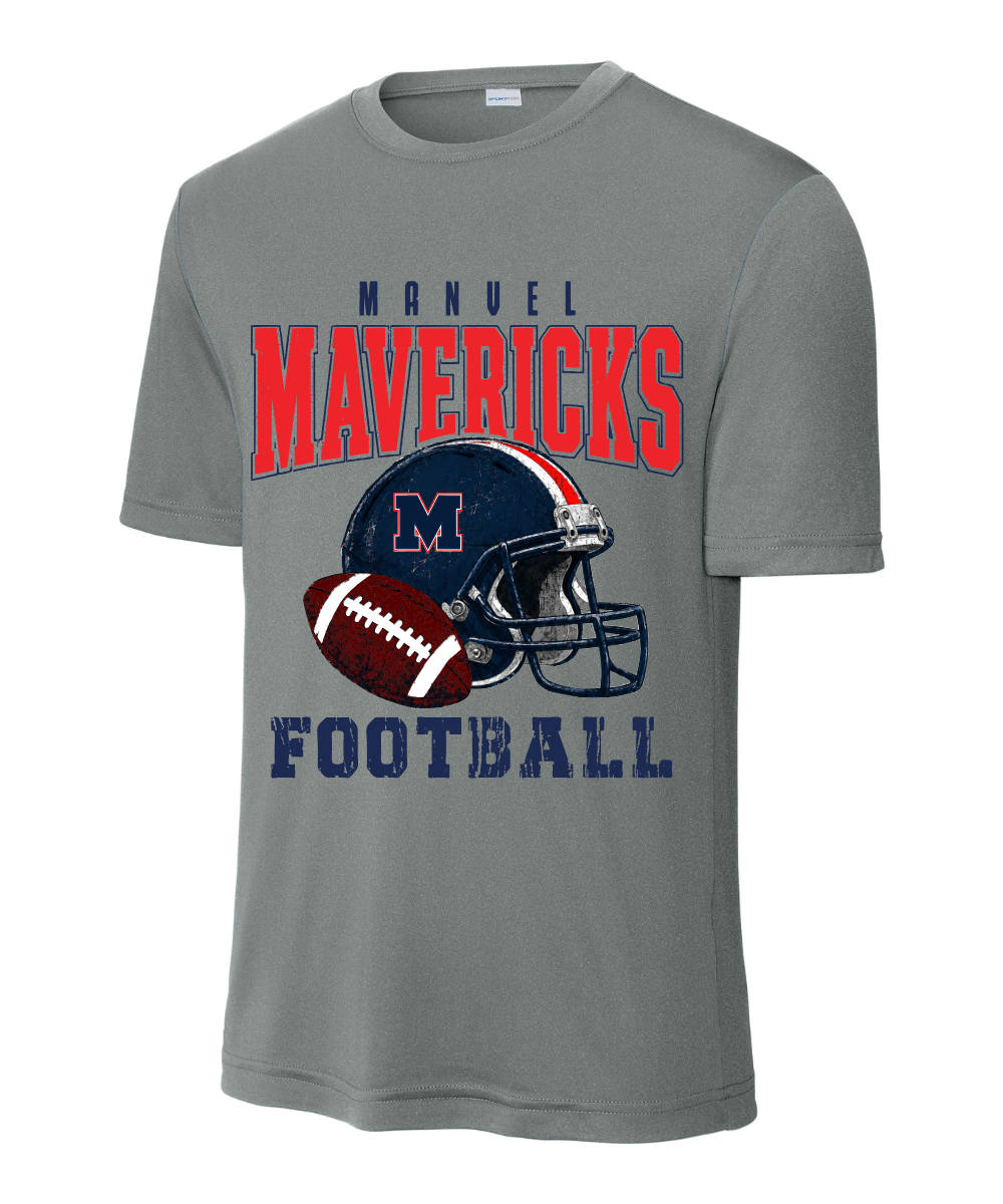 Manvel Football - Mavericks Distressed Football Performance Tee