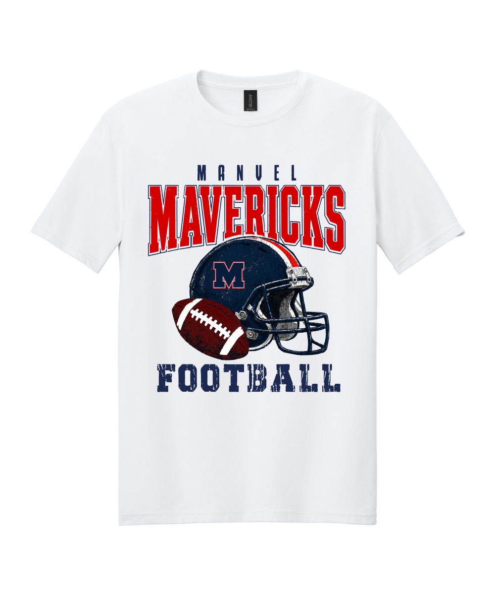 Manvel Football - Mavericks Mavericks Distressed Football Cotton Tee