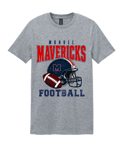 Manvel Football - Mavericks Mavericks Distressed Football Cotton Tee