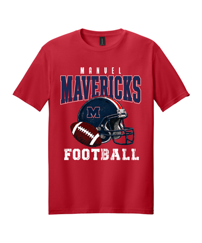 Manvel Football - Mavericks Mesh Cotton Tee - Red