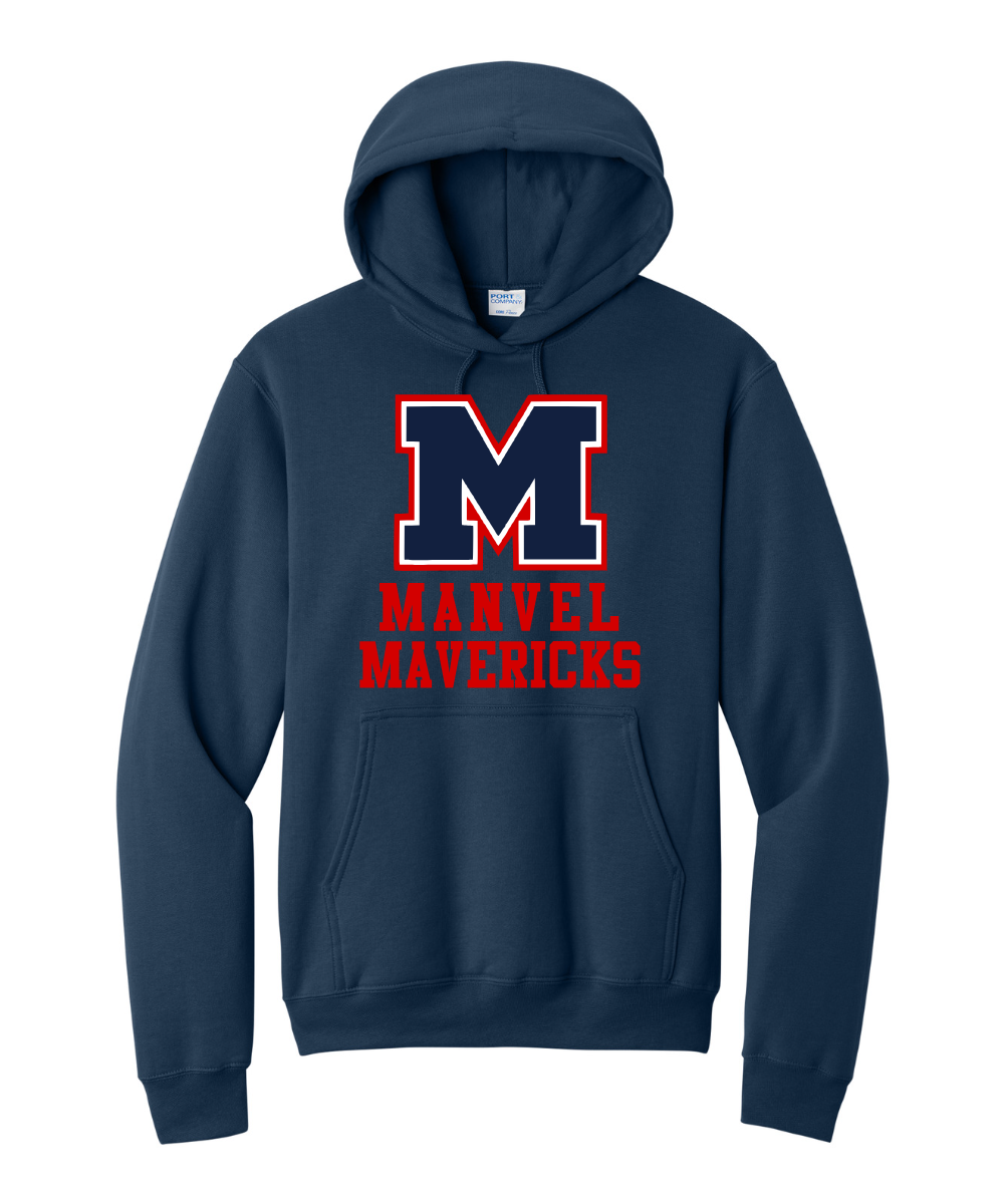 Manvel Volleyball - Big M Manvel Mavericks Cotton Fleece Hoodie