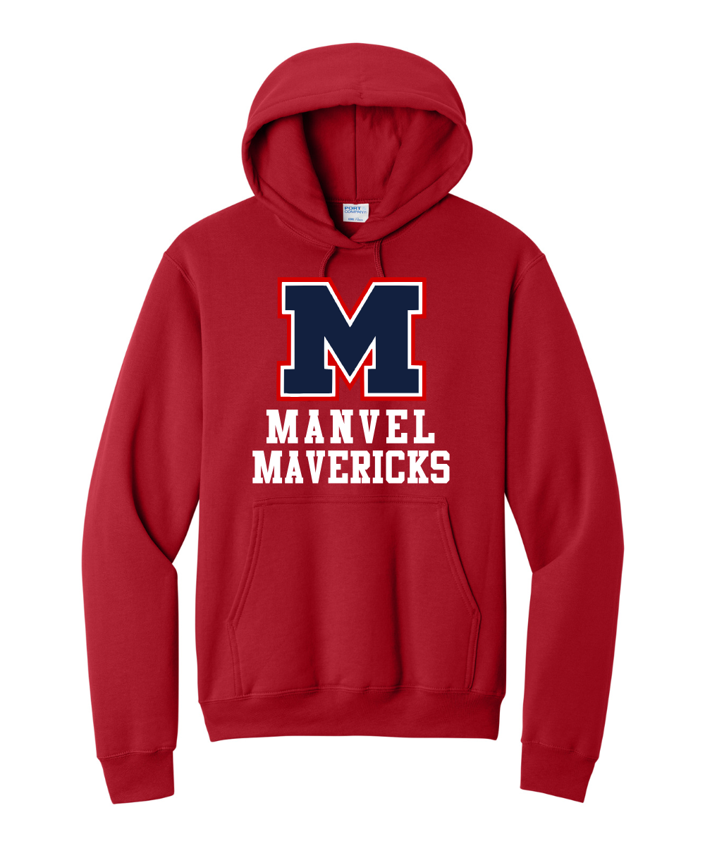 Manvel Football - Big M Manvel Mavericks Cotton Fleece Hoodie