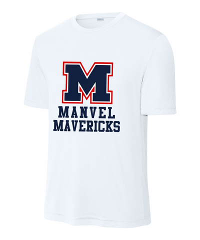 Manvel Football - Big M Manvel Mavericks Performance Tee - White