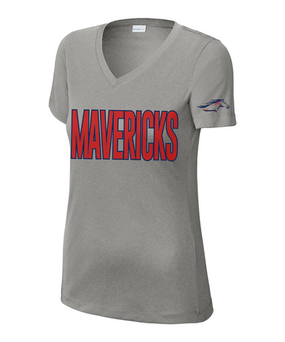 Manvel Football - Mavericks Mesh Ladies Vneck Performance Tee