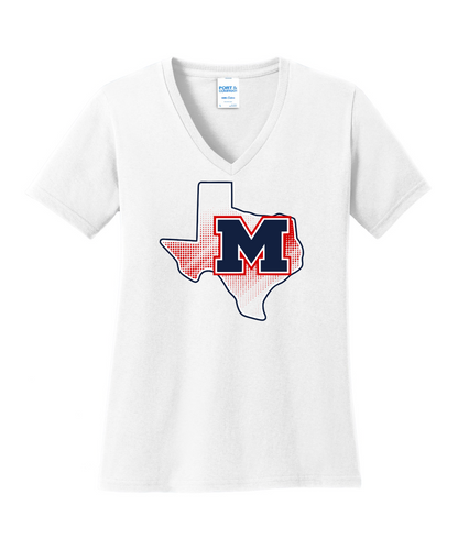 Manvel Football - Manvel TX Ladies Vneck Cotton Tee